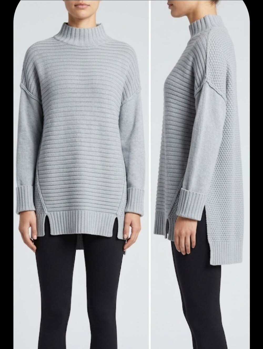1X grey panel pullover Sweater Dress Barn